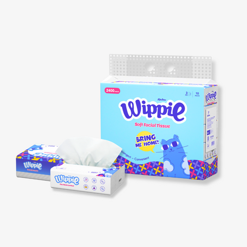 Wippie 3 Ply Premium Soft Mini Pack Size Facial Tissue - ( 1-Bag / 2-Bags / 4-Bags )