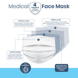 SH Medical Mask Premium 4 Ply - White (MDA Approved)